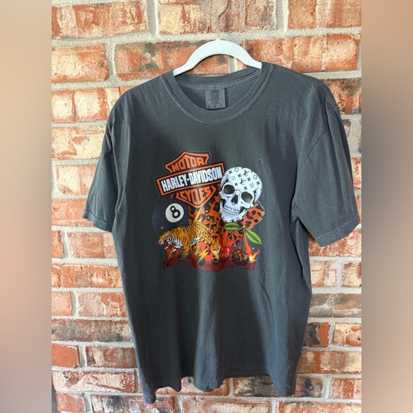 Comfort Colors Tops - Comfort Colors Graphic Tee with Skull and Tiger